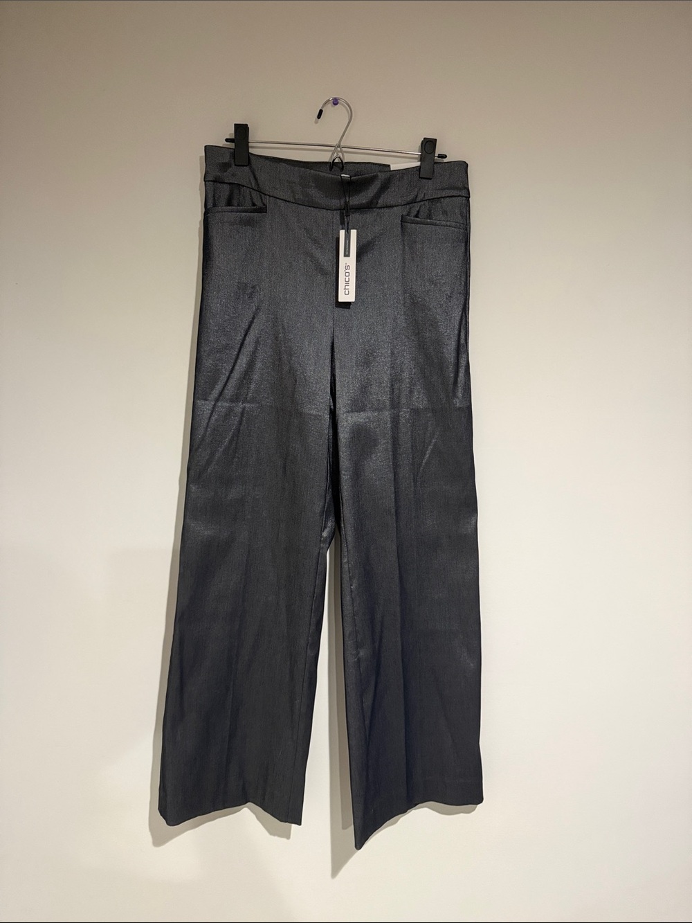 Chico's Metallic Black Wide-Leg Pants